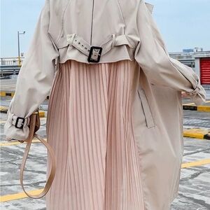 Chic Beige Trench Coat with Pleated Back